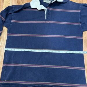 Vintage LL Bean Rugby Shirt SzL Heavy Cotton Striped Polo | 90s made in USA